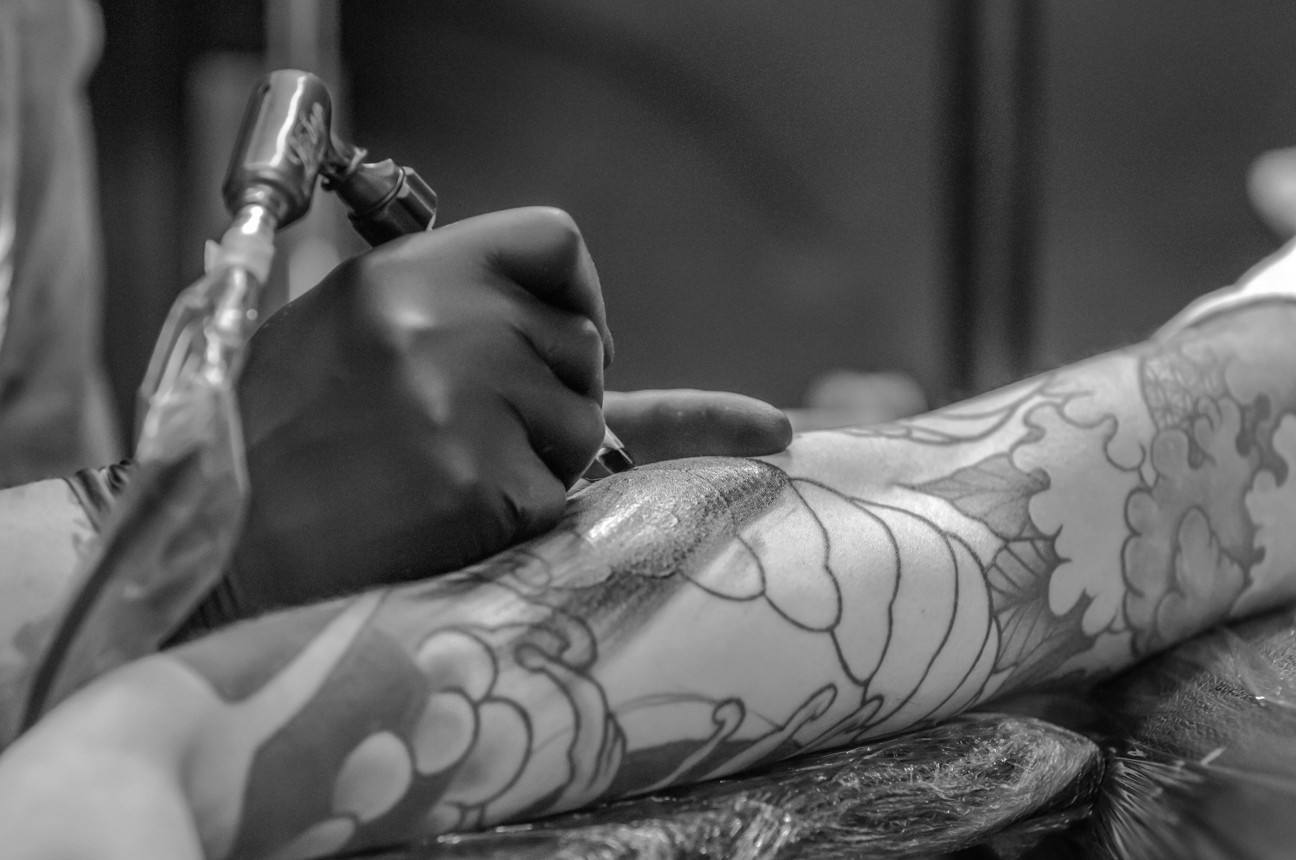 tattooing process close up